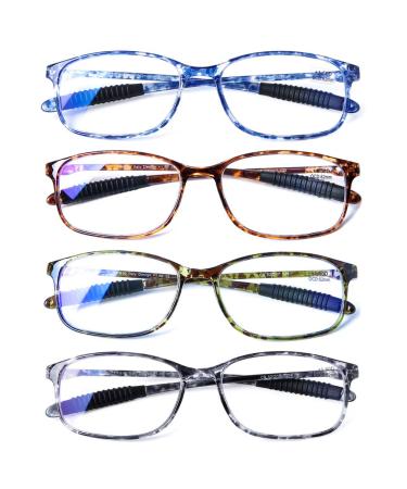 DOOViC Computer Reading Glasses 4 Pack Blue Light Blocking Glasses Anti Eyestrain Flexible Lightweight Readers for Women Men 4 Pack Mix Color 4.0 x