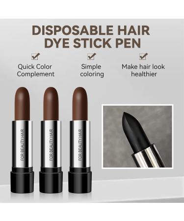 3 Pack Disposable Hair Dye Pens Portable LipstickLike Hair Color Stick Long Lasting Color and Fast Pigmentation Washable and Highly Saturating Covers White Hair at the Temples 02 Dark Brown - Buy Online on GoSupps.com