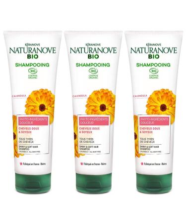 Kéranove Naturanove Bio - Certified Organic Calendula Gentle Shampoo - For All Hair Types - 250 ml - Pack of 3