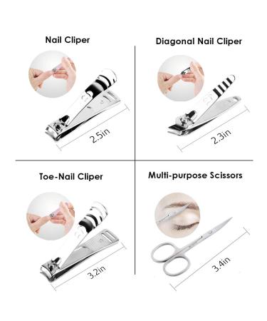 UOWGA 17 Piece Manicure Pedicure Set - Stainless Steel Nail Grooming Tools Kit with Cuticle Remover and Travel Case - Ideal Gift for Men/Women - Buy Online on GoSupps.com