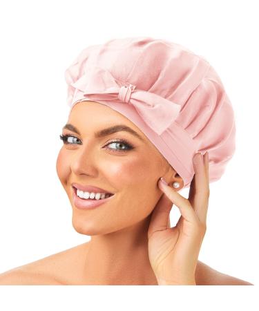 Silk Bonnets - 100% Mulberry Silk Sleep Cap Breathable & Adjustable Sleeping Caps Non Slip Silk Hair Wrap Women Night Cap for Curly Hair with Elastic Tie Band Silk Satin Turban