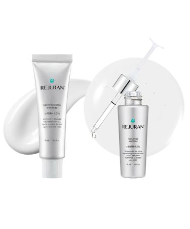 REJURAN Turnover Skincare Bundle Turnover Cream Enhanced (1.69 fl oz) + Turnover Ampoule (1.01 fl oz) Salmon DNA c-PDRN Face Serum & Moisturizer Set for Regeneration Collagen Firming Glow