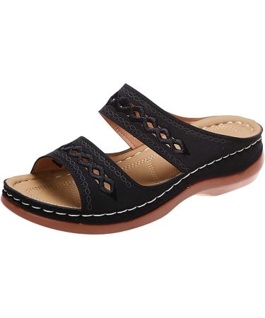 Lausiuoe Women's Orthotic Arch Support Walking Sandals - Size 8.5 Black - Buy Online on GoSupps.com