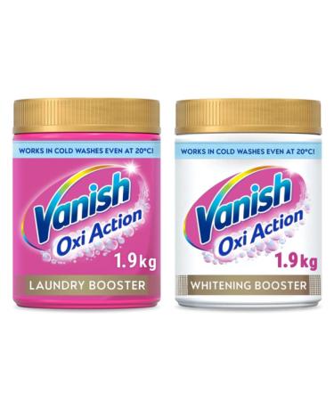 Bundle of Vanish Gold Oxi Action Laundry Booster | Keeps Colours Bright | Safe on Everyday Fabrics + Gold Oxi Action Laundry Booster and Stain Remover Powder for Whites 1.9kg for Whiter Whites