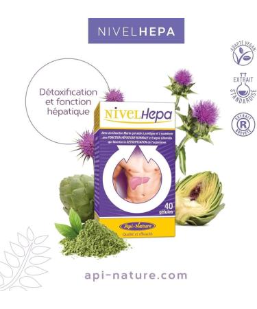 Nivelhepa 40 Capsules | Milk Thistle Artichoke Extract Choline Chlorella SAMe and Glutathione | Liver Protection and Detoxification | Liver Detox Api-Nature - Buy Online on GoSupps.com