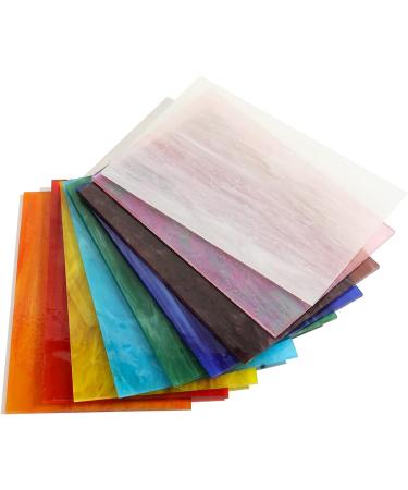 Lanyani Semi-Translucent Stained Glass Sheets Pack - 10 Sheets Variety Mixed Color Cathedral Glass for Mosaic Work - Buy Online on GoSupps.com