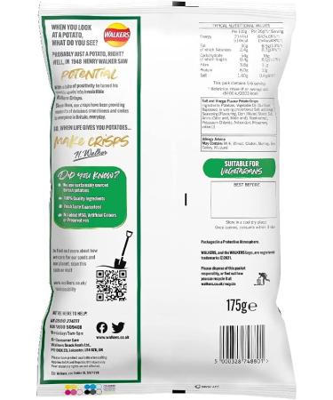 Walkers Salt & Vinegar Sharing Crisps 175g - Delicious Snack for Sharing - Buy Online on GoSupps.com