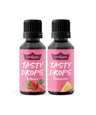GymQueen Tasty Drops Strawberry & Cheesecake 2x30ml Flavour Drops without calories Strawberry + Cheesecake 30 ml (pack of 2)