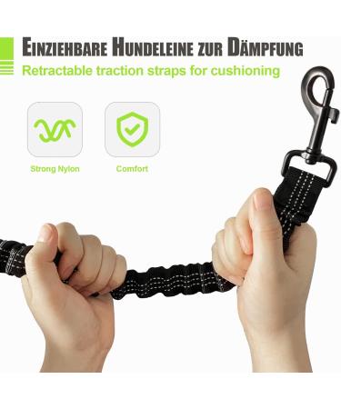 Snocyo Jogging Dog Leash - Reflective Elastic Double Handle & Waist Belt for Medium to Large Dogs - Black & Green - Buy Online on GoSupps.com