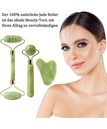 Chyaya Jade Roller & Gua Sha Massage Set - Natural Anti-Aging Facial Tools for Skin Care & Muscle Relaxation (3 Pieces) - Buy Online on GoSupps.com