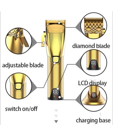 Professional Hair Clippers with LED Display | All-Metal Body Electric Trimmer & Diamond Blade - 8 Color Coded Guides Included - Buy Online on GoSupps.com
