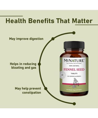 Fennel Seed Tablets by mi Nature | 90 Tablets 1000 mg | 45 Days Supply | Foeniculum vulgare| - Buy Online on GoSupps.com