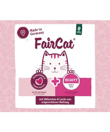 Buy Green Petfood Faircat Beauty - Cereal-Free Cat Food with Animal Welfare Chicken & Salmon 8x85g - Rich in Hemp Oil for Luxurious Fur - Buy Online on GoSupps.com