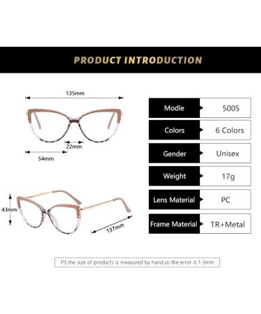 Buy SERONI Cat Eye Blue Light Blocking Glasses for Women & Men | TR90 Metal Temples | Anti-UV | Stylish Leopard Design - 54mm - Buy Online on GoSupps.com