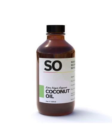 SO Extra Virgin Organic Coconut Oil | Excellent Anti-Frizz Scalp Conditioner | Tames Dry Skin and Frizzy Hair Coconut Oil | Hair Conditioner 4 oz / 118mL 4 Fl Oz (Pack of 1)