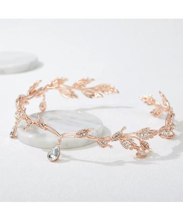 SWEETV Rose Gold Wedding Tiara for Bride | Elf Cosplay Crown | Princess Hair Accessories - Perfect for Prom, Photoshoot, Halloween - Buy Online on GoSupps.com