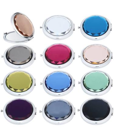 cuskena Getinbulk Compact Mirror Bulk  Round Makeup Mirror for Purse  Set of 12 Pcs (12-Color) 12color