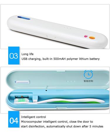 UV-C Portable Intelligent Ultraviolet Toothbrush Disinfection Box USB Charging Type-C Interface Support Toothbrush and Razor Safe and Fast Disinfection Universal Toothbrush (B) - Buy Online on GoSupps.com
