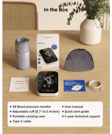 Automatic Blood Pressure Monitor X8 - Digital Upper Arm Machine for Home Use with Adjustable Cuff (8.7-16.5) & Large Backlit Display - Shop Internationally - Buy Online on GoSupps.com