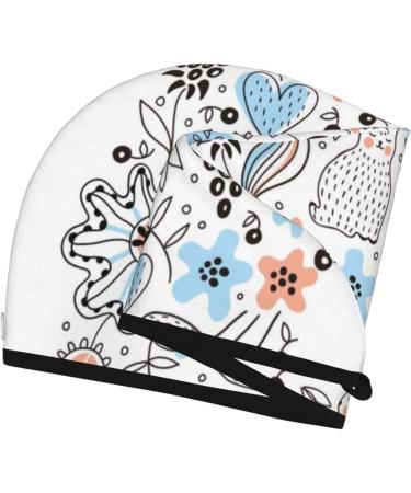 Floral Rabbit Microfiber Hair Towel Wrap | Soft Super Absorbent Coral Velvet for Long Curly & Thick Hair - Buy Online on GoSupps.com