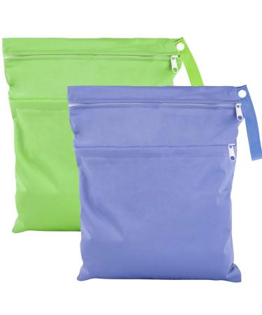 KONUNUS Wet Bag Waterproof Reusable Washable Bag Wet Dry Bags Nappy Bags Nappy with Two Zipper Pockets for Wet Clothes Swimming Beach Pool Gym Bag