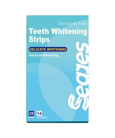 SEAAES Teeth Whitening Strips 14 Treatments  28 Sensitivity Free Whitening Strips  Professional and Safe Teeth whitening Strips  Effective Home Use Tooth Whitening Kit.