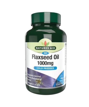 Natures Aid Flaxseed Oil 1000mg Omega 3 6 & 9 90 Softgel Capsules 90 Count (Pack of 1)