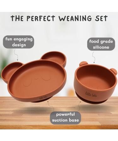 Little Tots 8 Piece Baby Weaning Set | Silicone Suction Plate, Bowl, Bib, Sippy Cup, Straw, Toddler Spoon & Fork, Cutlery | Apricot Orange - Buy Online on GoSupps.com