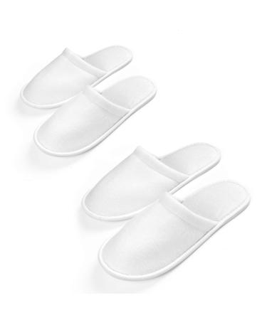 AQUEENLY Spa Slippers, 24 Pairs Velvet Closed Toe Disposable Slippers Fit Size for Men and Women for Hotel Home Guest Used, White Non-Slip Slippers
