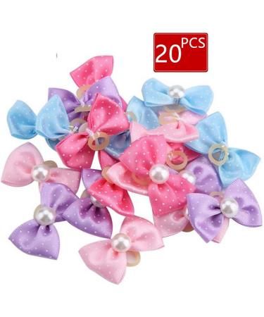 NA NA 20Pcs Dog Hair Bows with Elastic Rubber Bands Pearl Bow Pattern Hair Rope Set Hair Band Pet Grooming Products Puppy Grooming Hair Accessories for Puppies Cats and Other Small Pets - Buy Online on GoSupps.com