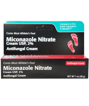 Miconazole Nitrate 2 % Antifungal Cream - 1 Oz (Pack of 6)