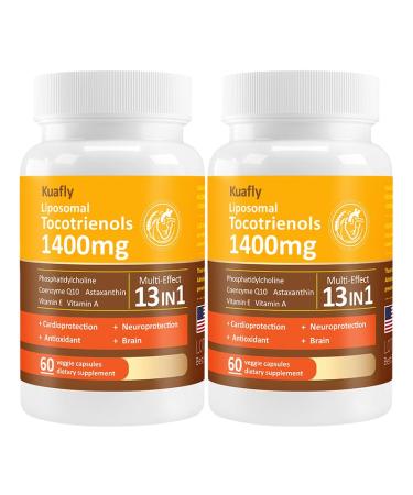 KUAFLY Liposomal Tocotrienols Vitamin E 1400mg - High Potency Vitamin E Tocotrienols with Phosphatidylcholine Astaxanthin 120 Capsules