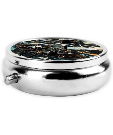 Dancing Metal Cartoon Character Portable Pill Box - Round Mini 3-Compartment with Hinged Fastening for Small Pills - Travel Essential in Black - Buy Online on GoSupps.com