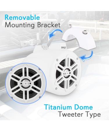 Pyle PLMRWB45W Waterproof Marine Wakeboard Tower Speakers - 4 Inch Dual Subwoofer Set with 300W Power - Boat Audio System with Titanium Dome Tweeters - White - Buy Online on GoSupps.com