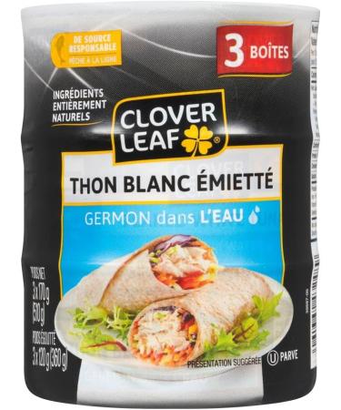 Clover Leaf Flaked White Albacore Tuna in Water - 3 x 170g 3 Count - Canned Tuna - All Natural Ingredients - High In Protein 14g Of Protein Per 55g Serving Drained Wild And Traceable Tuna Trace My Catch - Buy Online on GoSupps.com