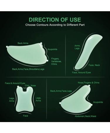 Airogym Guasha Massage Tool Set - Natural Stone Gua Sha Board for Acupuncture & Physical Therapy - 4PCS Green Guasha Stone Scraping Massage Kits for SPA - Muscle Knots & Lymphatic Drainage - Buy Online on GoSupps.com