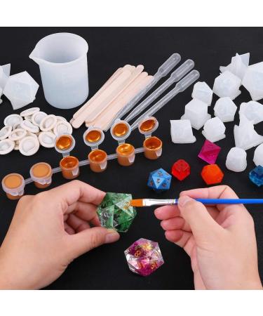 Shynek Resin Dice Molds Set - 19 Polyhedral Styles with Silicone Mold, Tools, and Paints for Epoxy Resin Dice Making - Buy Online on GoSupps.com