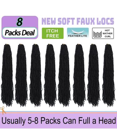 24 Faux Locs Crochet Hair Soft Locs for Butterfly Style - 8 Packs 24 Inch 1B Color - Buy Online on GoSupps.com
