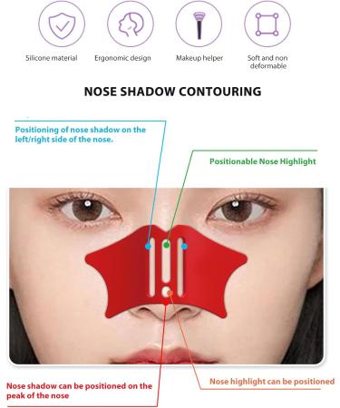 2 Set Nose Contour Stencil Nose Shadow Template Multifunctional Makeup Aid Tool Reusable Silicone Portable Ergonomic Eyeliner Guard Pads for Makeup Beginners - Buy Online on GoSupps.com