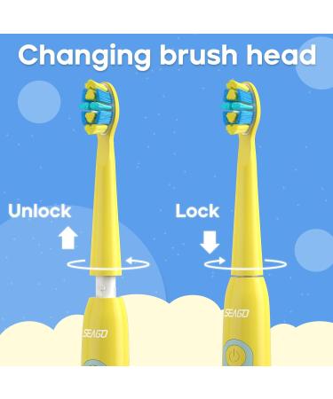 Seago Electric Toothbrush Heads for Kids - Replacement Heads for SG2303/SG958 - 4 Yellow Pieces - Buy Online on GoSupps.com
