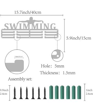 Swimming Medal Holder Display Stand | Wall Mount Rack for Champions | Gymnastics Olympic Games Awards | 15.7 x 5.9inch Platinum - Buy Online on GoSupps.com