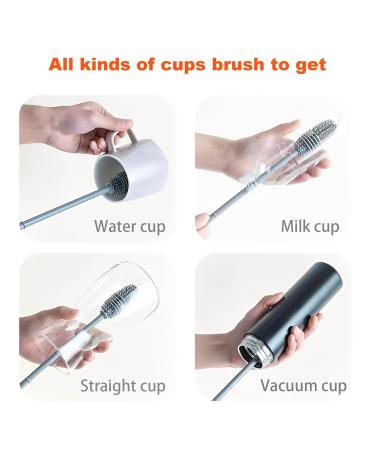 Premium Long Stem Bottle Brush - Silicone Gray Cleaner for Bottles Vases & Narrow Containers - Buy Online on GoSupps.com