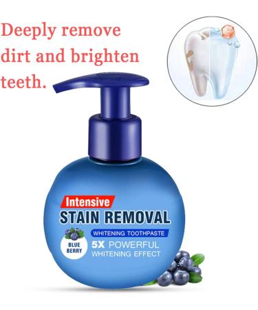 Monshop Teeth Whitening Toothpaste - Effective Stain Removal for White Teeth & Bleaching - Blueberry Flavor - Buy Online on GoSupps.com