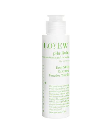 Lovew Real Skin pHa:Rule Korean Enzyme Powder Face Wash - Premium Plant Based Vegan Cactus Relief Smile Formula - 7 Natural Ingredients Hyaluronic Acid Cactus Extract and Calamine - 2.6 Oz