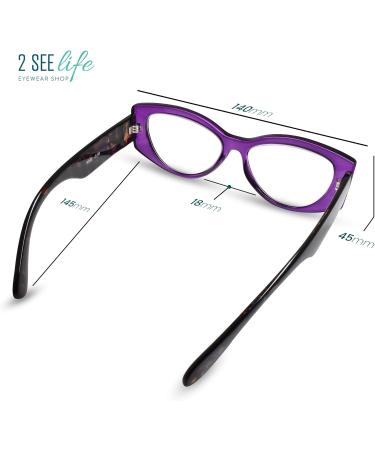 Purple Vogue Oversized Cat Eye Reading Glasses for Women - Stylish Comfort for All Face Shapes - 2.5x High Vision Readers - Buy Online on GoSupps.com