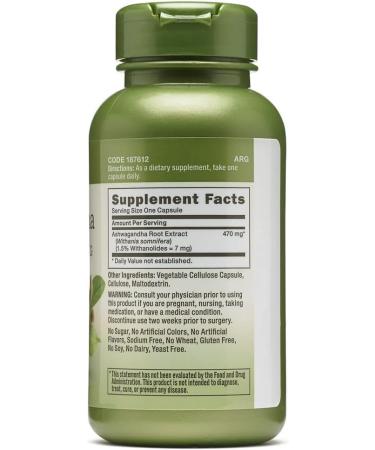 GNC Herbal Plus Ashwagandha Extract 470mg - 100 Capsules for General Well-Being - Buy Online on GoSupps.com