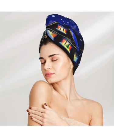 Christmas Night Microfiber Hair Towel | Soft Super Absorbent Coral Velvet Wrap for Long Curly & Thick Hair - Buy Online on GoSupps.com