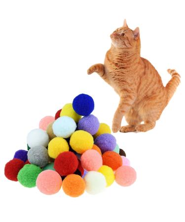 Shizhoo 1.2 Inches 30 Premium Soft Pom Pom Balls for Kittens - Lightweight, Interactive, Assorted Colors - Plush Toy Balls for Kitten Training and Play - Pet Products for Cats