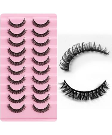 Eyelashes Russian Strip Lashes Natural Fluffy Wispy D Curly Effect Hybrid Strip Lashes Look Like Extensions 10 Pairs (D-01) - Buy Online on GoSupps.com