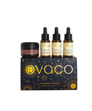 Ovaco - Coffret Anti- ge 4D Programme Complet lasticit & clat 28 Jours | 3 S rums + Cr me aux Peptides | Soin Cor en Professionnel Raffermissant